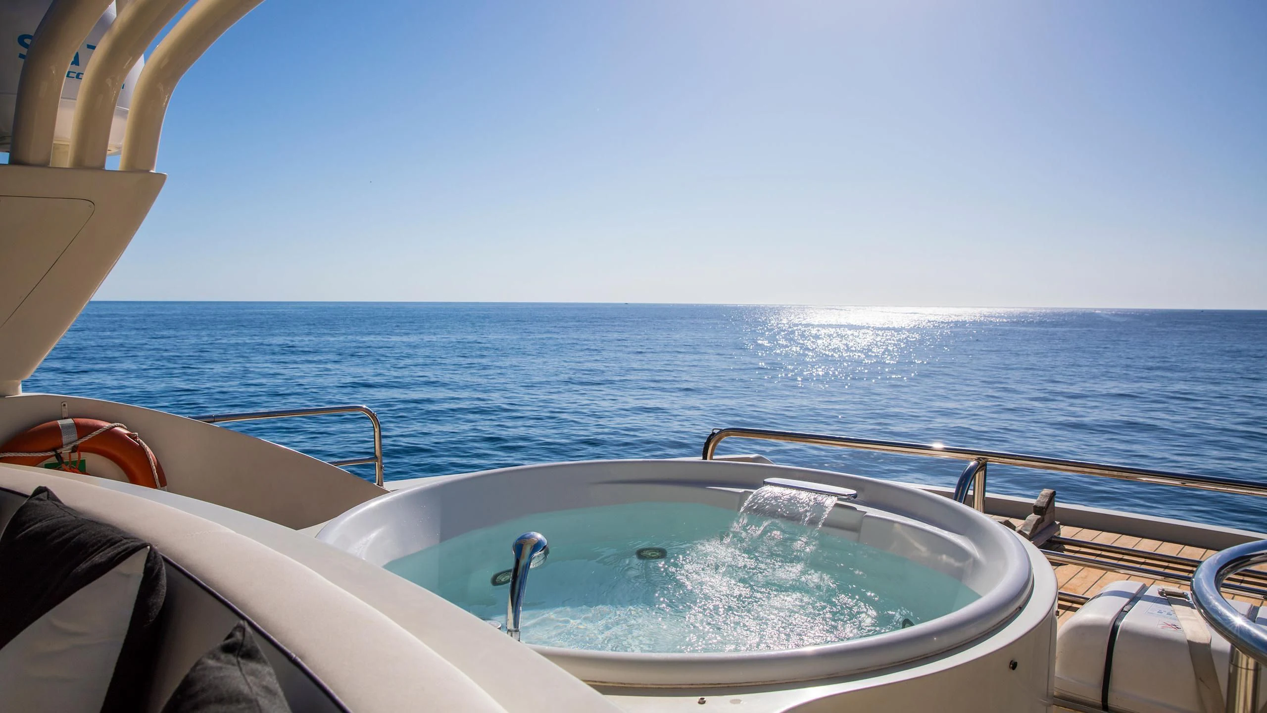 a boat on the water aboard SERAPH PRIMERO Yacht for Sale