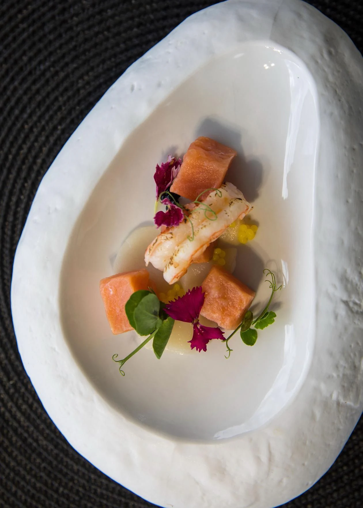 a plate of food aboard SERAPH PRIMERO Yacht for Sale