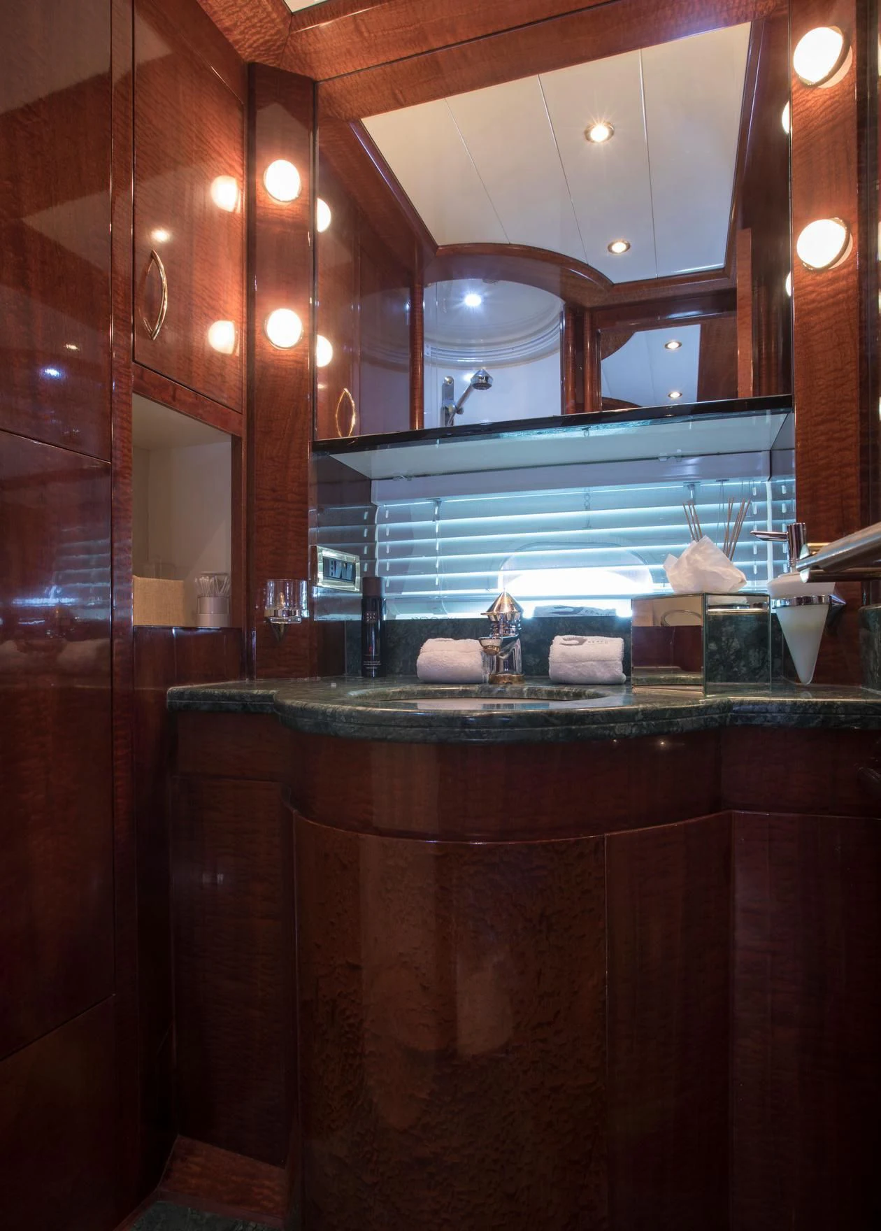 a bathroom with a countertop sink aboard SERAPH PRIMERO Yacht for Sale