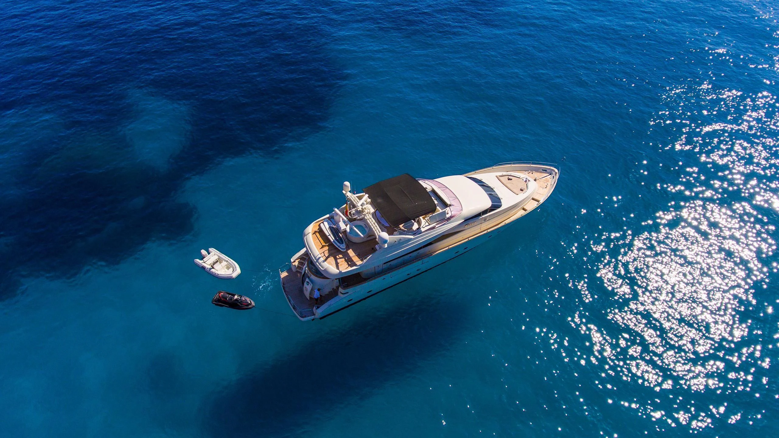 a high angle view of a boat aboard SERAPH PRIMERO Yacht for Sale