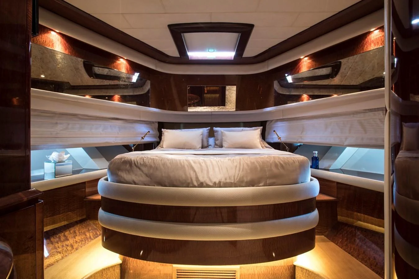 a bed in a room aboard SERAPH PRIMERO Yacht for Sale