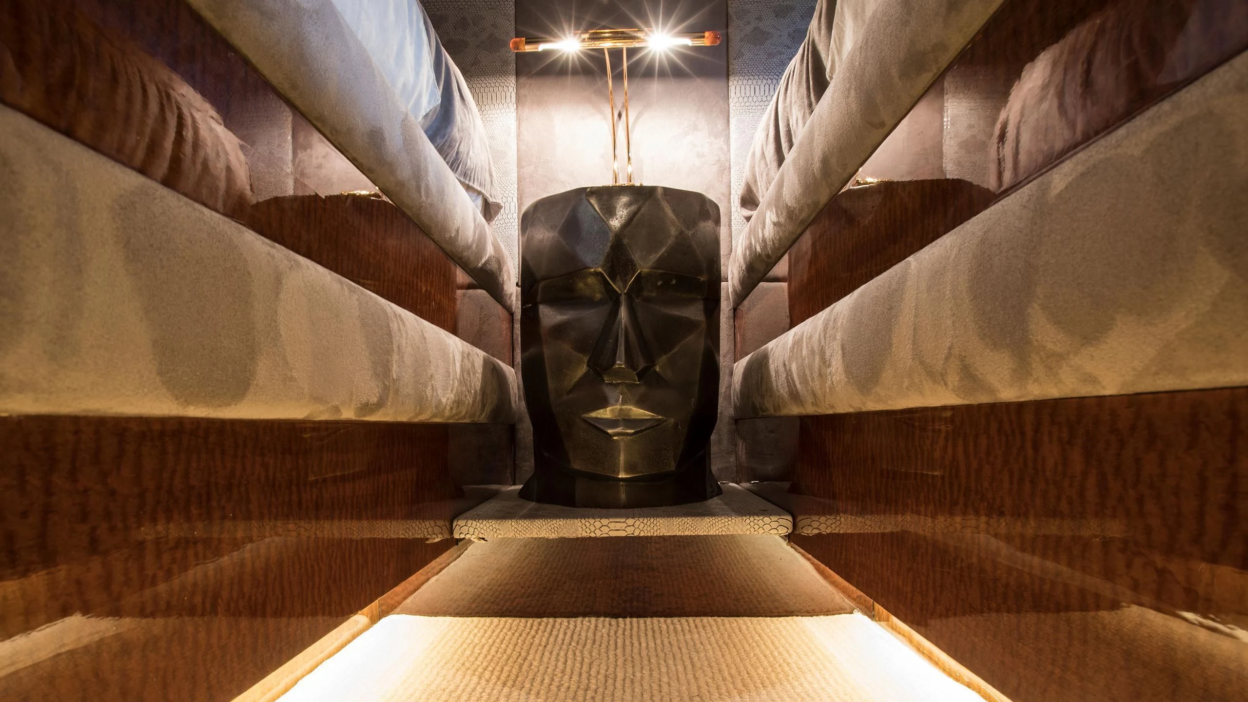 a statue in a museum aboard SERAPH PRIMERO Yacht for Sale