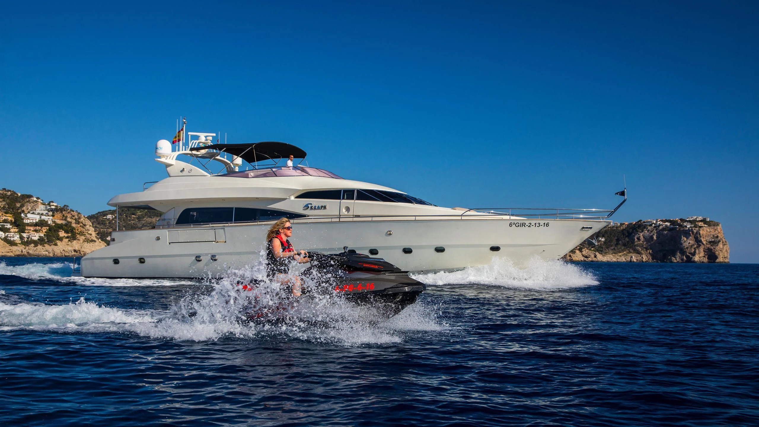 a boat on the water aboard SERAPH PRIMERO Yacht for Sale