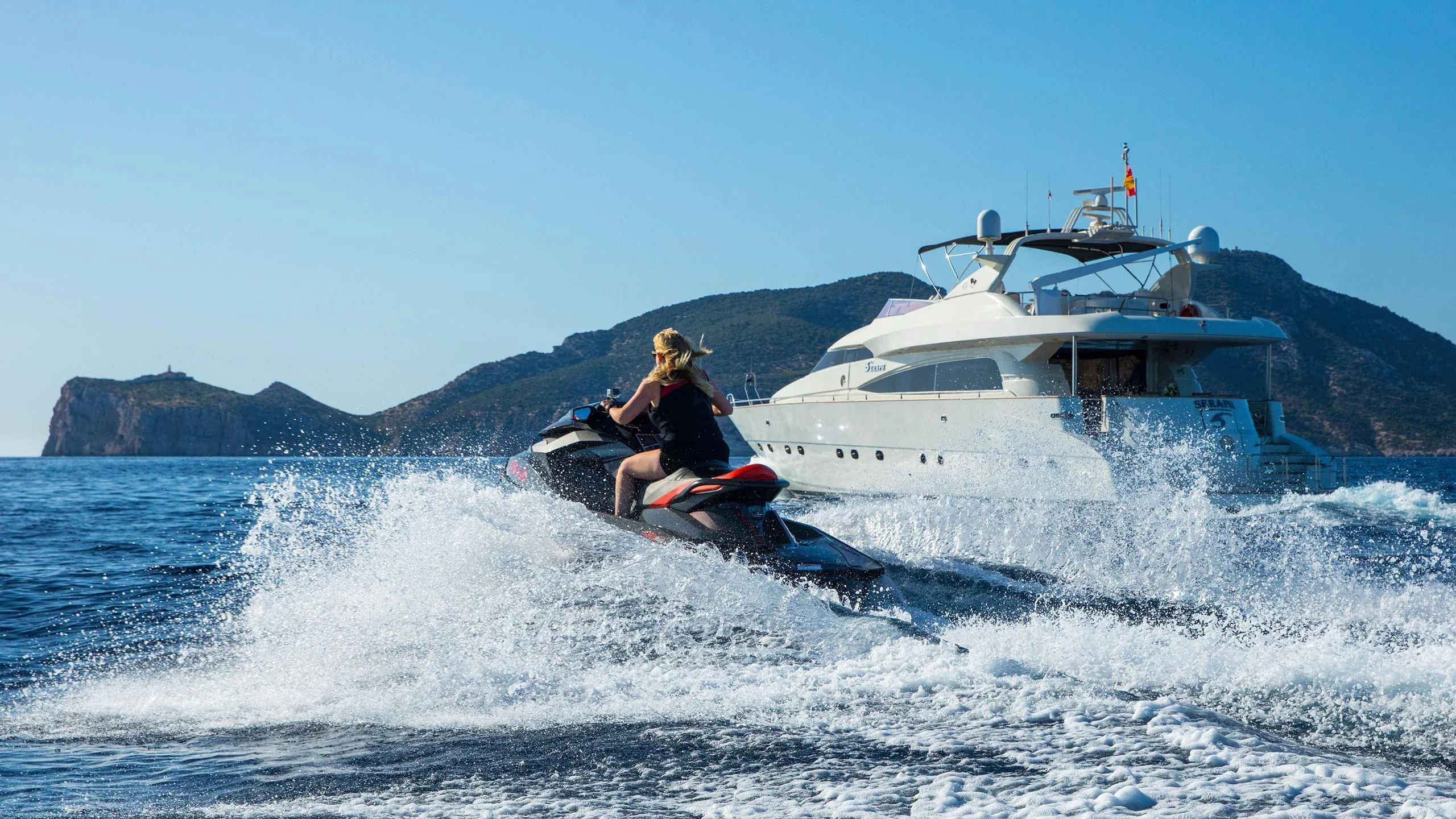 a person on a jet ski aboard SERAPH PRIMERO Yacht for Sale