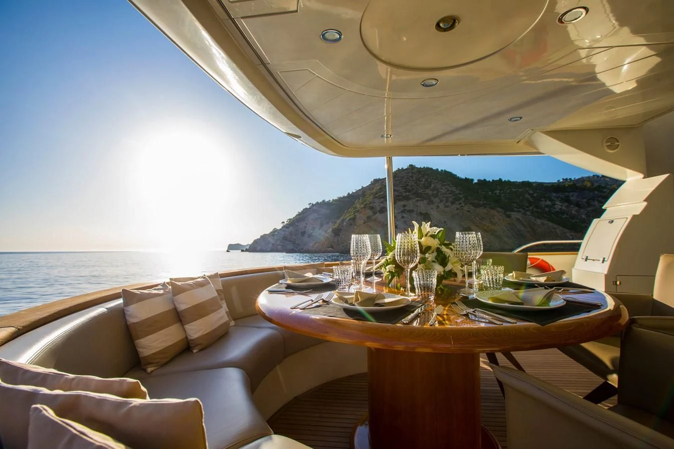 a table on a boat aboard SERAPH PRIMERO Yacht for Sale