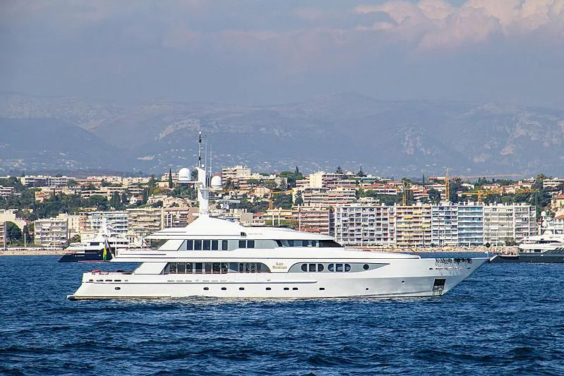 a white boat in the water aboard VITA NOVA Yacht for Sale