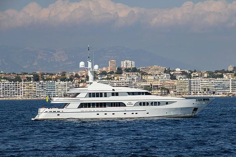 a white yacht in the water aboard VITA NOVA Yacht for Sale