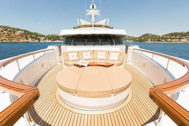 a boat on a water body aboard VITA NOVA Yacht for Sale