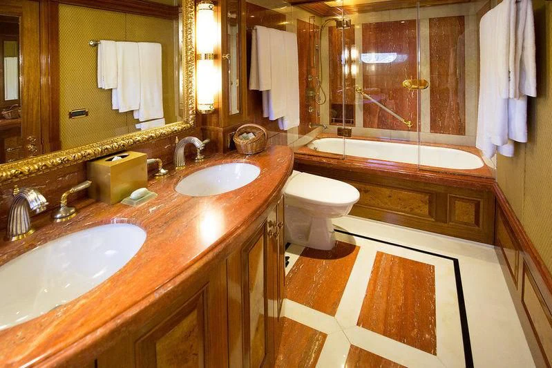 a bathroom with a sink and a toilet aboard VITA NOVA Yacht for Sale