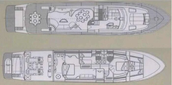 a drawing of a building aboard SERALIN Yacht for Sale