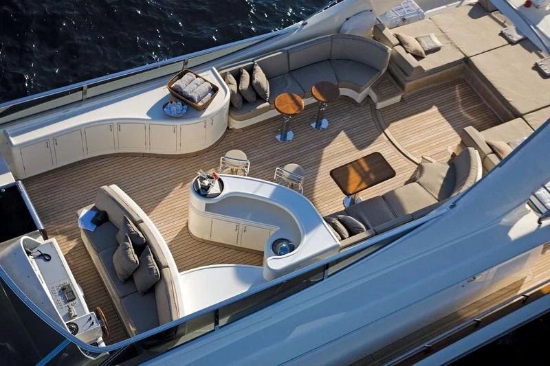 a high angle view of a boat aboard SERALIN Yacht for Sale