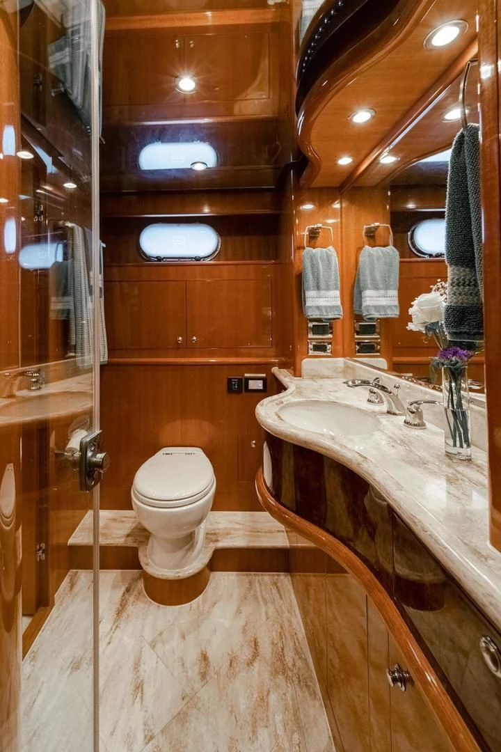 a bathroom with a sink and toilet aboard DREAM CATCHER Yacht for Sale
