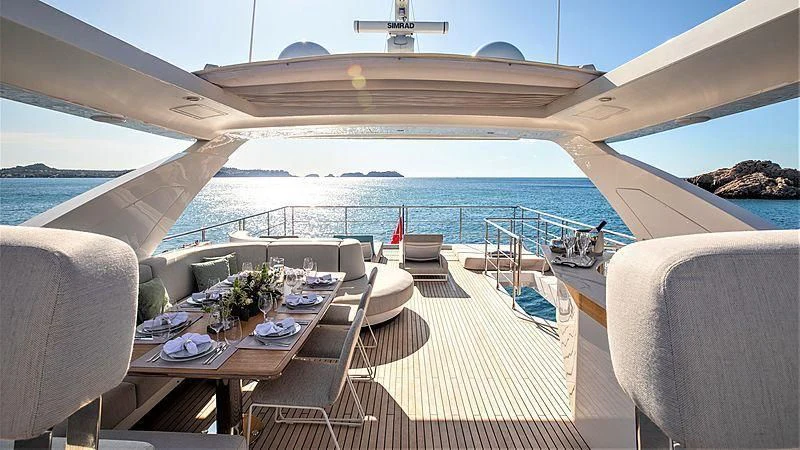 a large white boat on a body of water aboard CLOUDY BAY Yacht for Sale