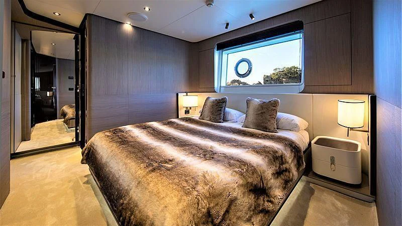 a bed in a room aboard CLOUDY BAY Yacht for Sale