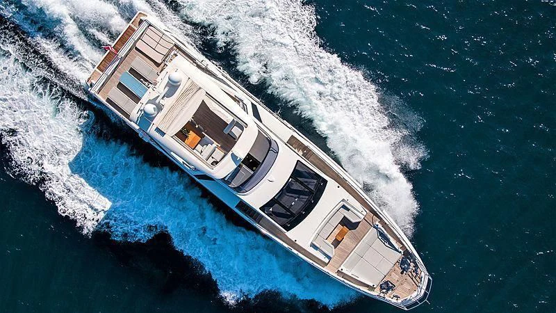 a high angle view of a boat aboard CLOUDY BAY Yacht for Sale