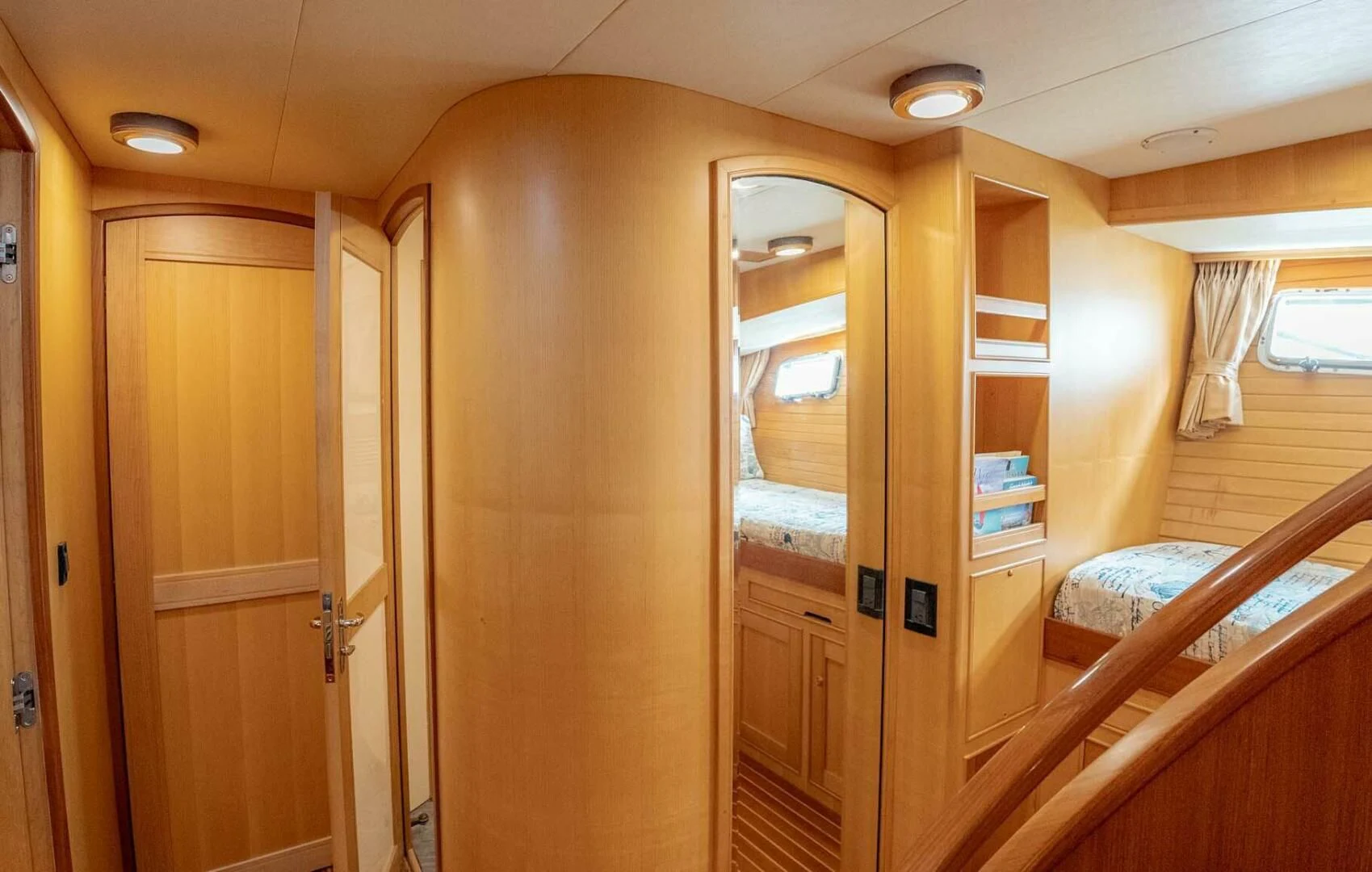 a room with wooden cabinets aboard SOMEDAY CAME Yacht for Sale