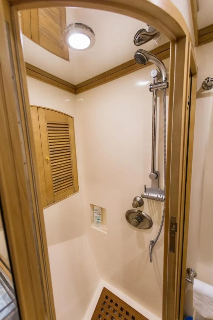 a shower with a glass door aboard SOMEDAY CAME Yacht for Sale