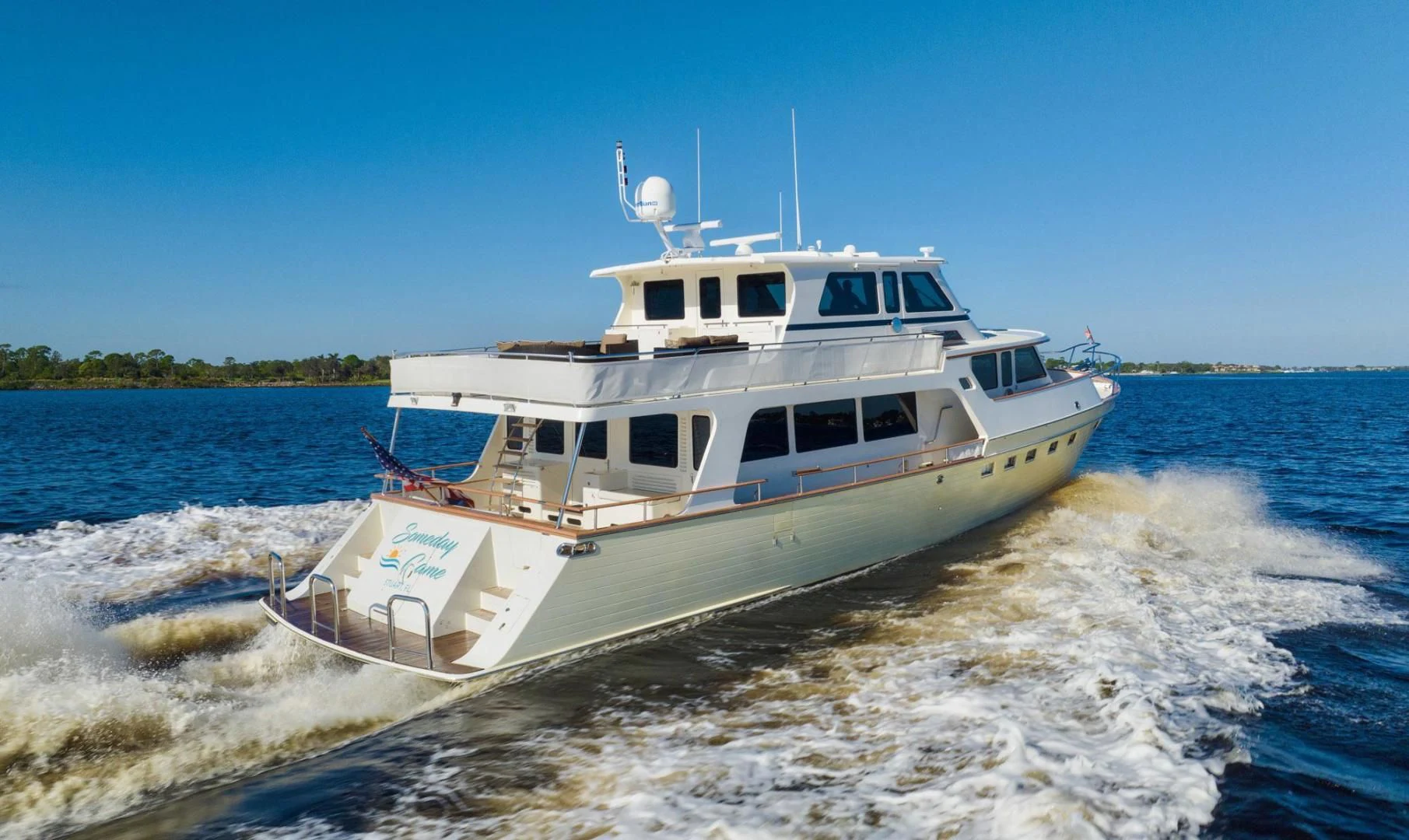 a boat on the water aboard SOMEDAY CAME Yacht for Sale