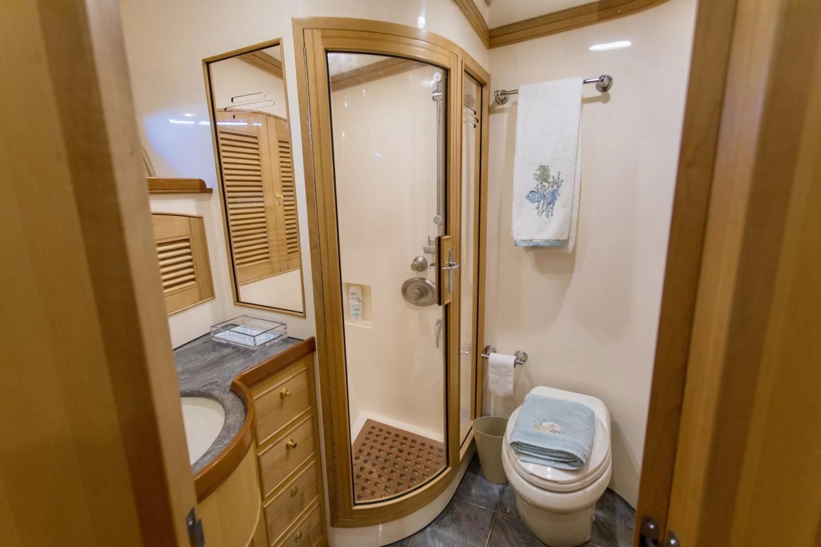 a bathroom with a toilet and a sink aboard SOMEDAY CAME Yacht for Sale