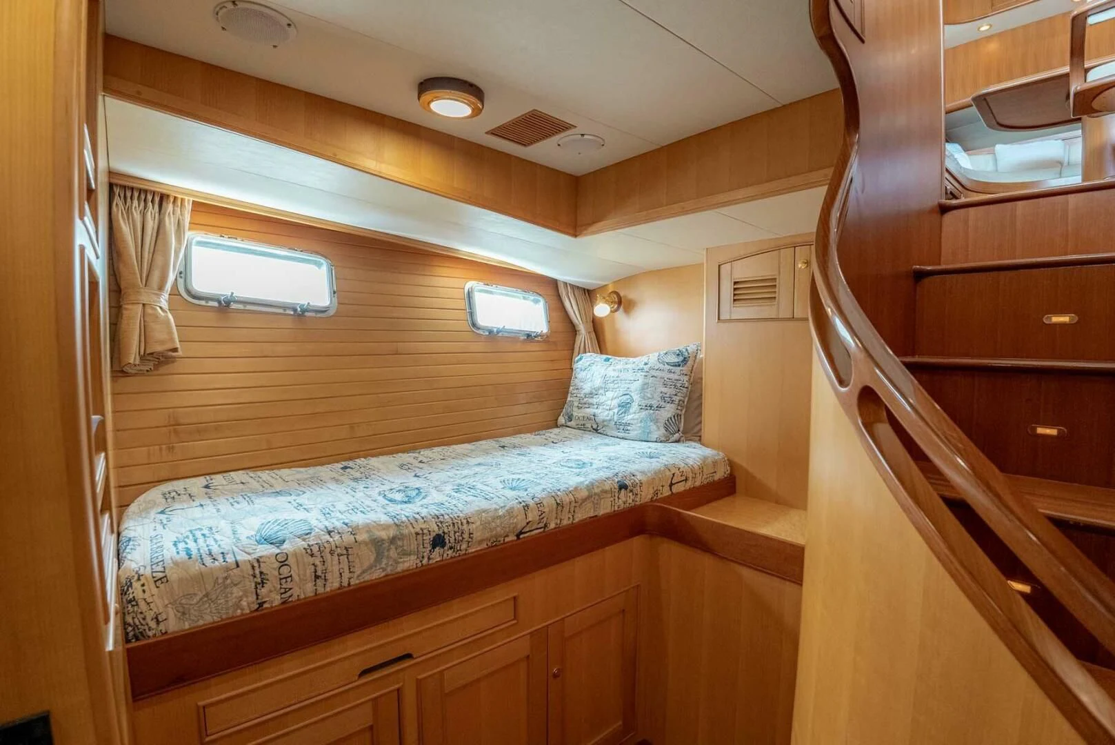a bed in a room aboard SOMEDAY CAME Yacht for Sale