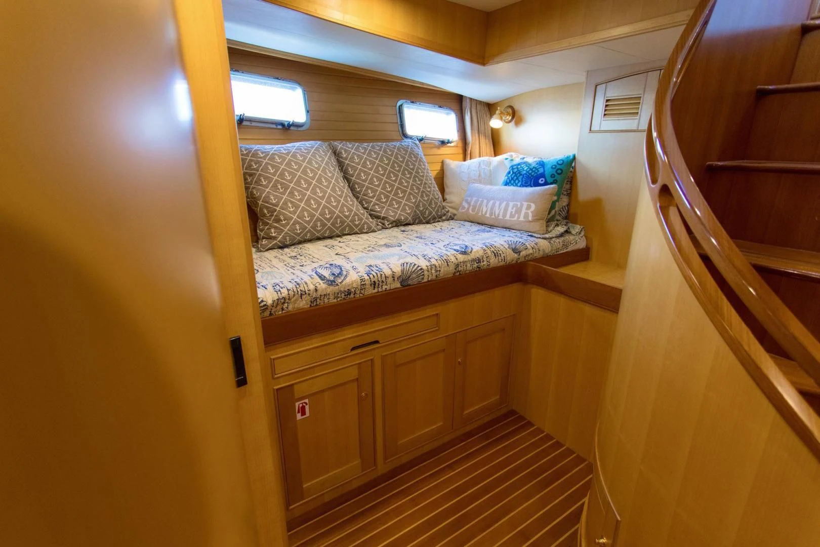 a bed in a room aboard SOMEDAY CAME Yacht for Sale