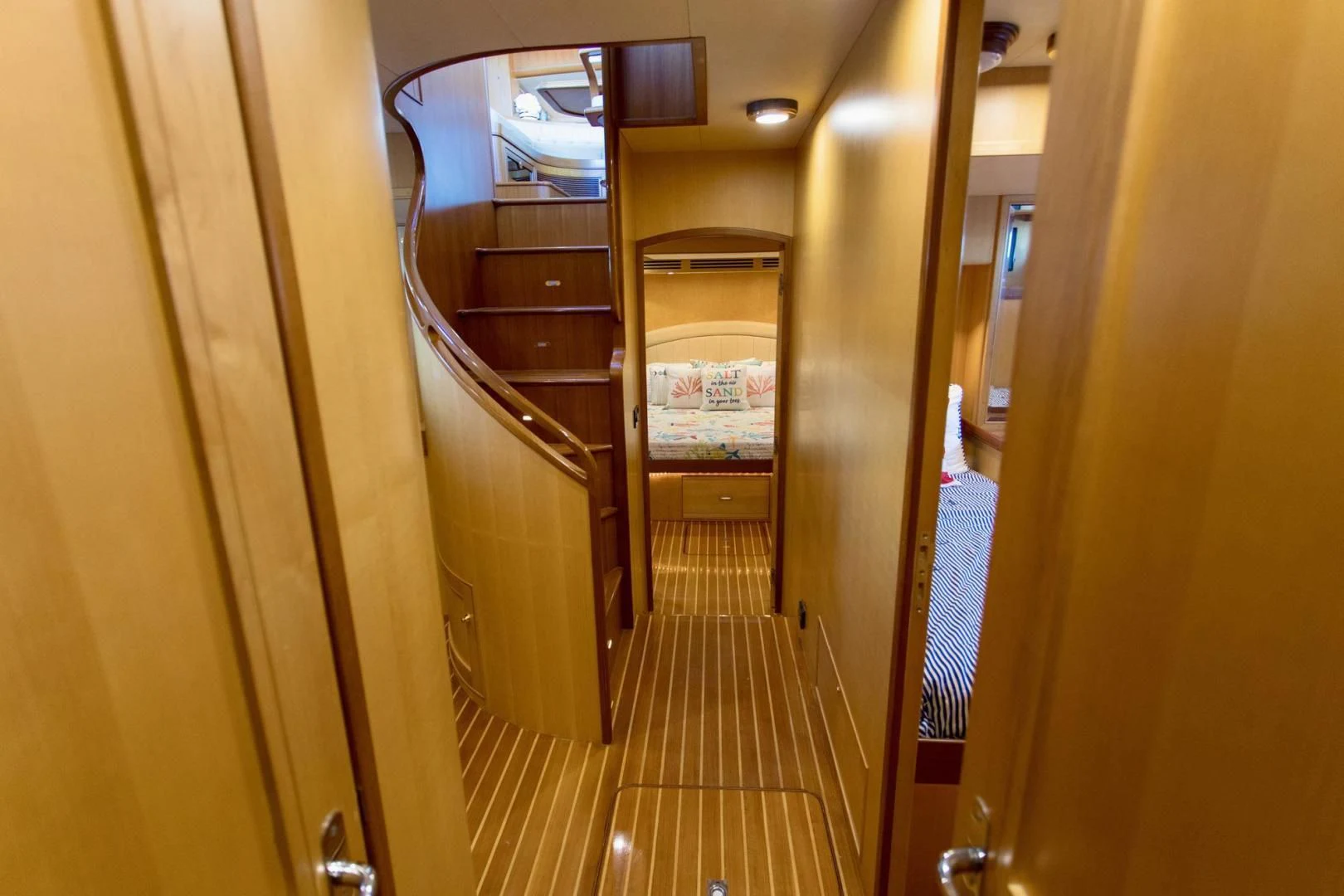 a hallway with doors aboard SOMEDAY CAME Yacht for Sale