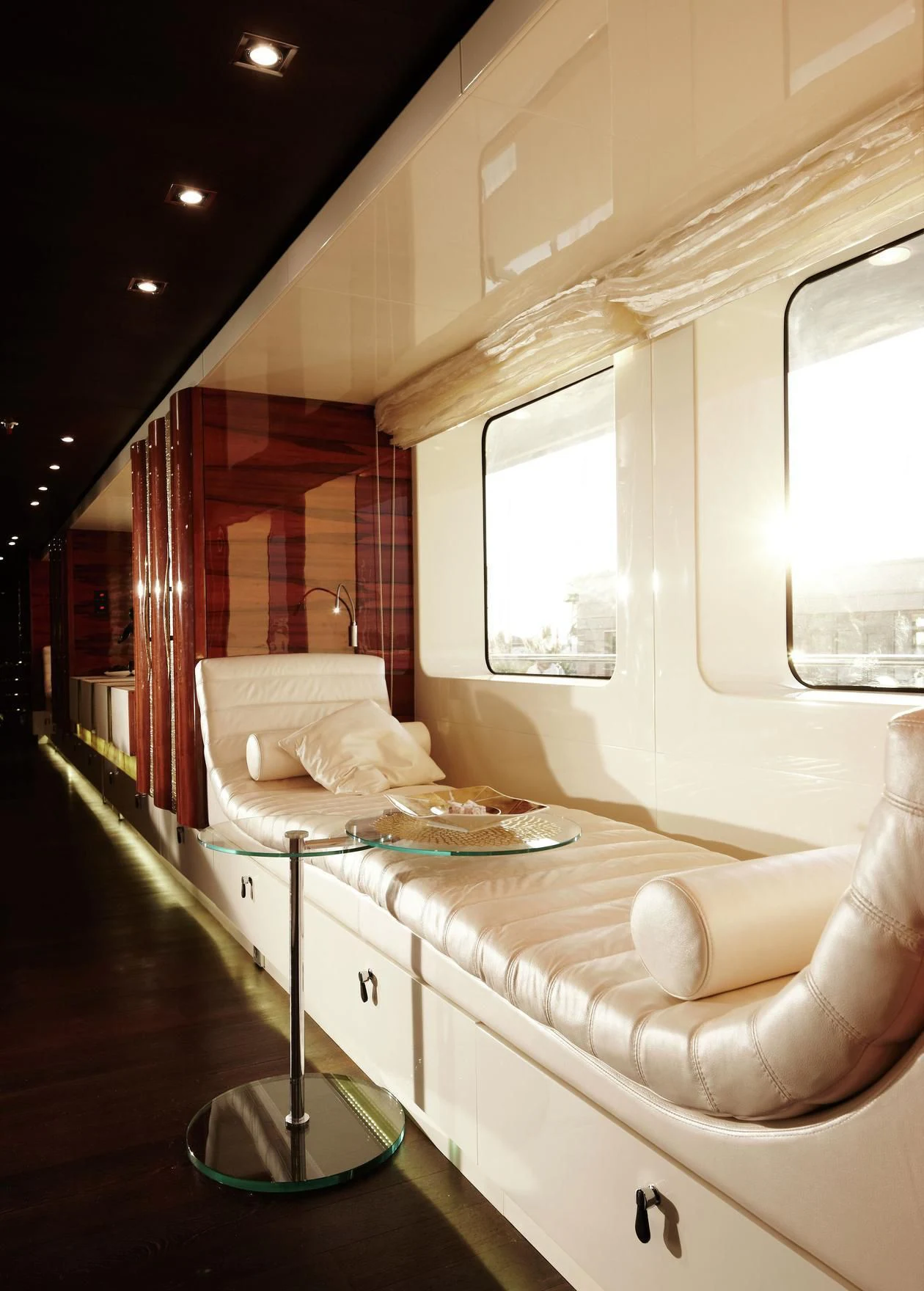 a room with a bed and a window aboard E&E Yacht for Sale