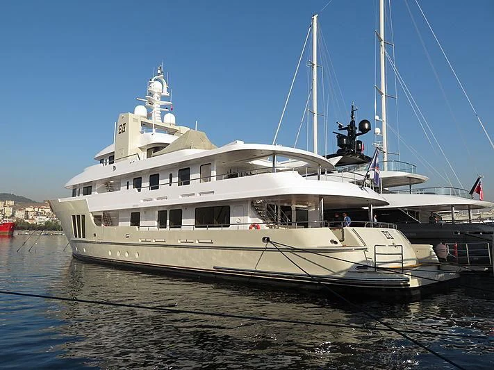 a large white boat on the water aboard E&E Yacht for Sale