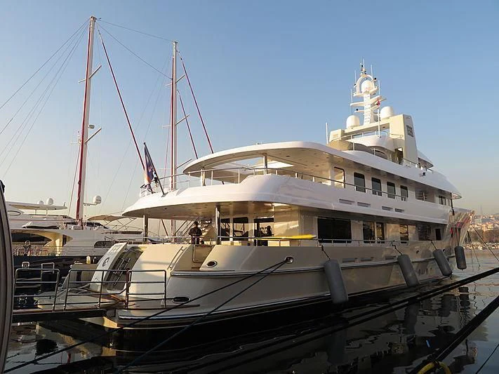 a large white boat aboard E&E Yacht for Sale