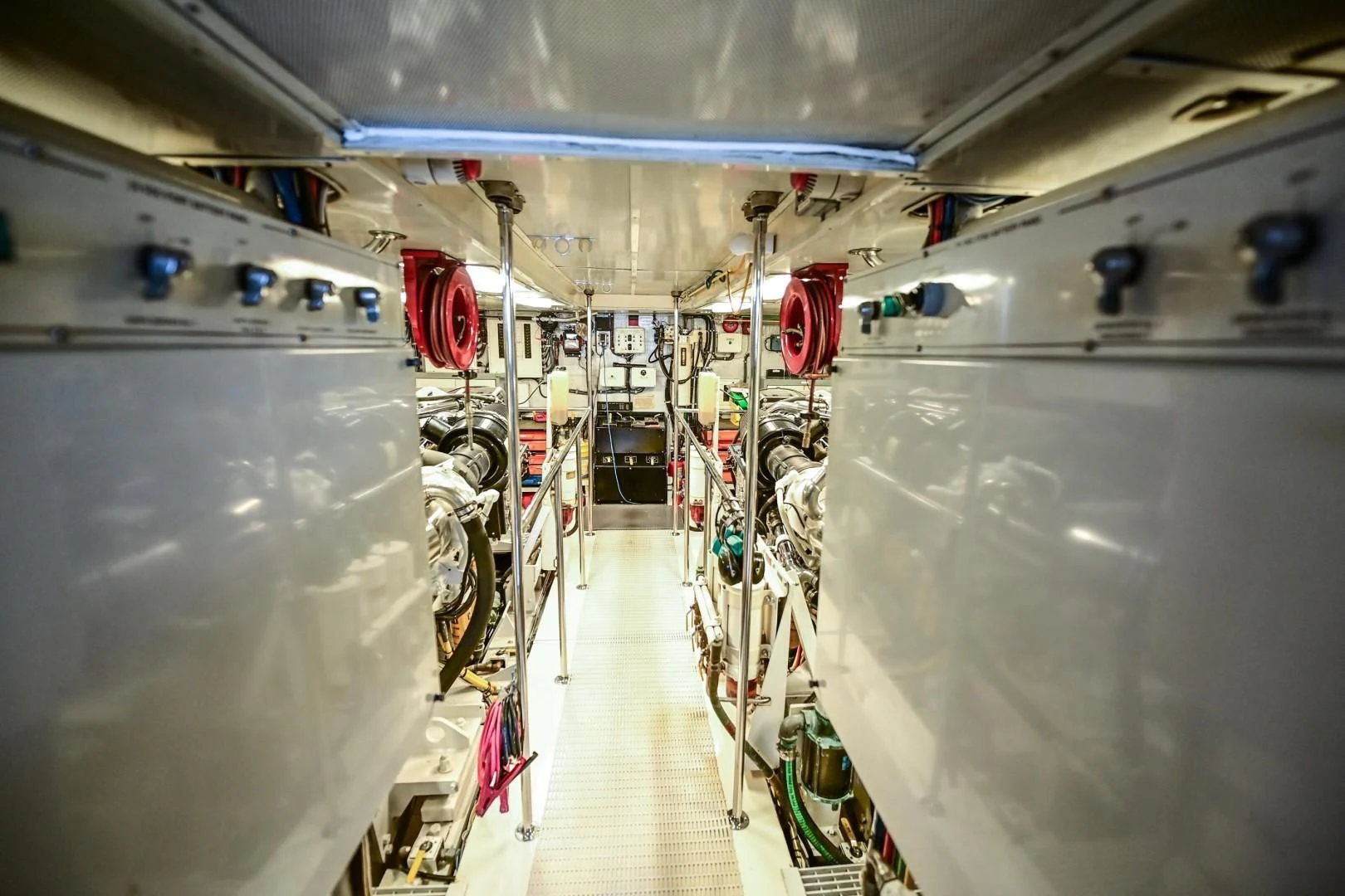 a large white airplane with many circular lights aboard MAHA Yacht for Sale