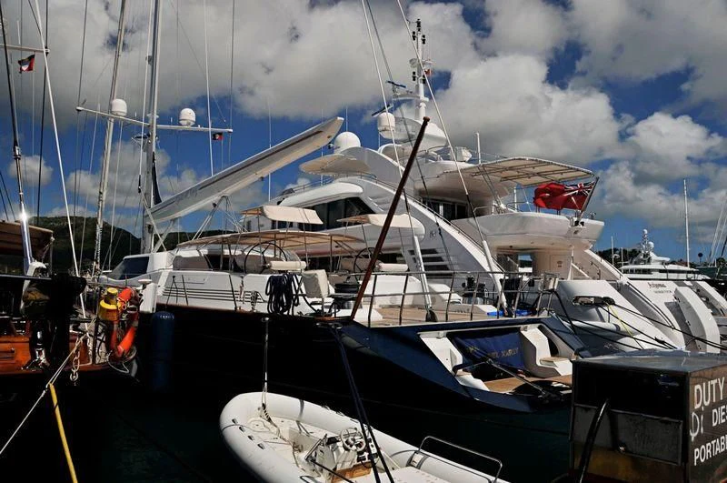 a boat docked at a dock aboard ESPIRITU DEL XAREY Yacht for Sale
