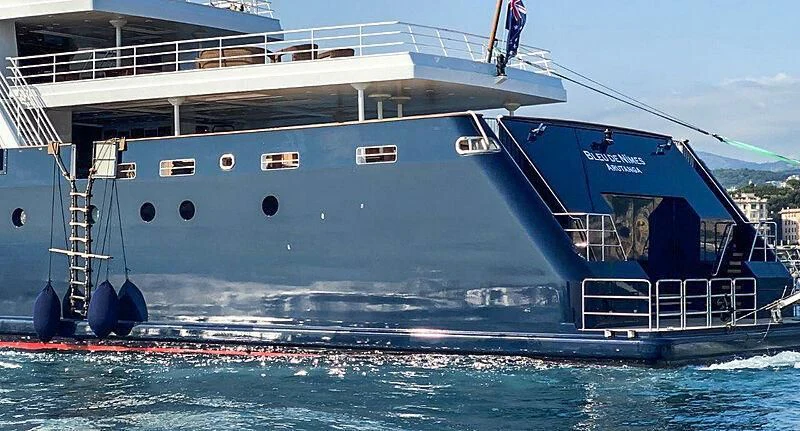 a large boat in the water aboard BLEU DE NIMES Yacht for Charter