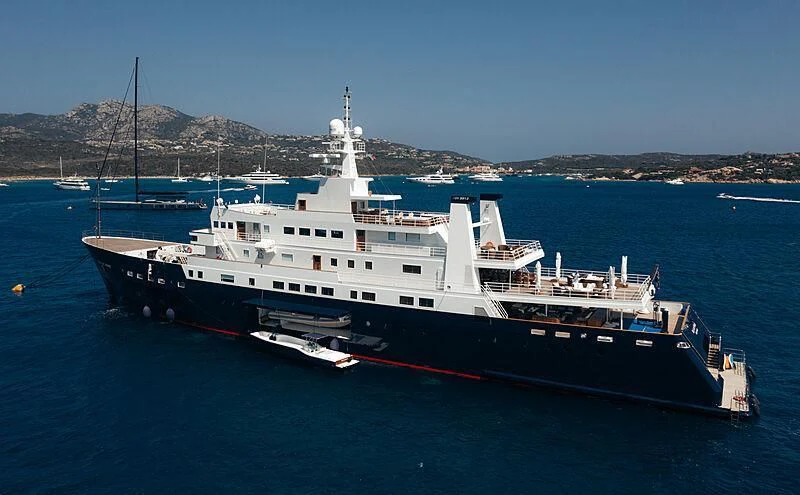 a large boat in the water aboard BLEU DE NIMES Yacht for Charter