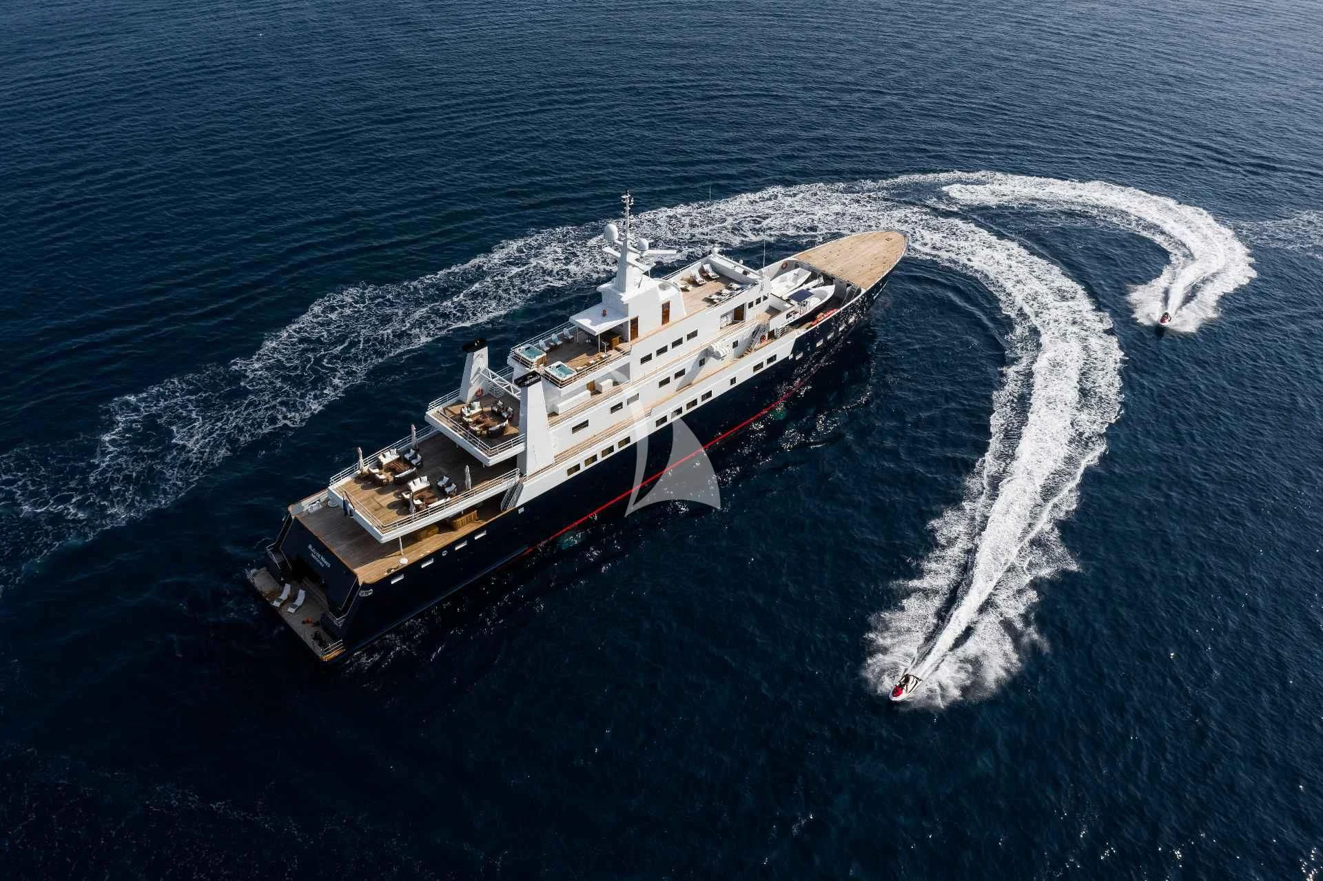 a ship on the water aboard BLEU DE NIMES Yacht for Charter