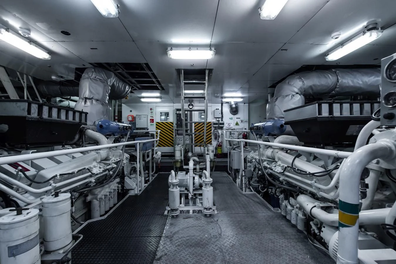 a room with pipes and equipment aboard BLEU DE NIMES Yacht for Charter