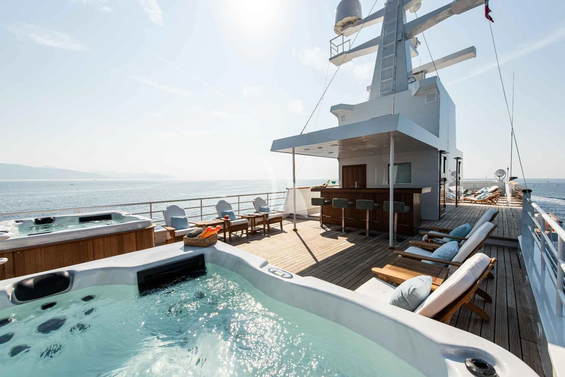 a boat on the water aboard BLEU DE NIMES Yacht for Charter