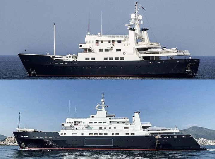 a large ship in the water aboard BLEU DE NIMES Yacht for Charter