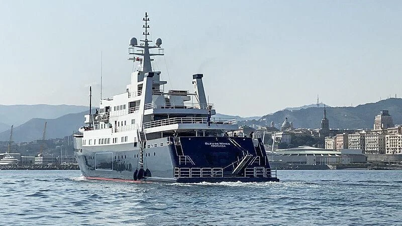 a large boat in the water aboard BLEU DE NIMES Yacht for Charter