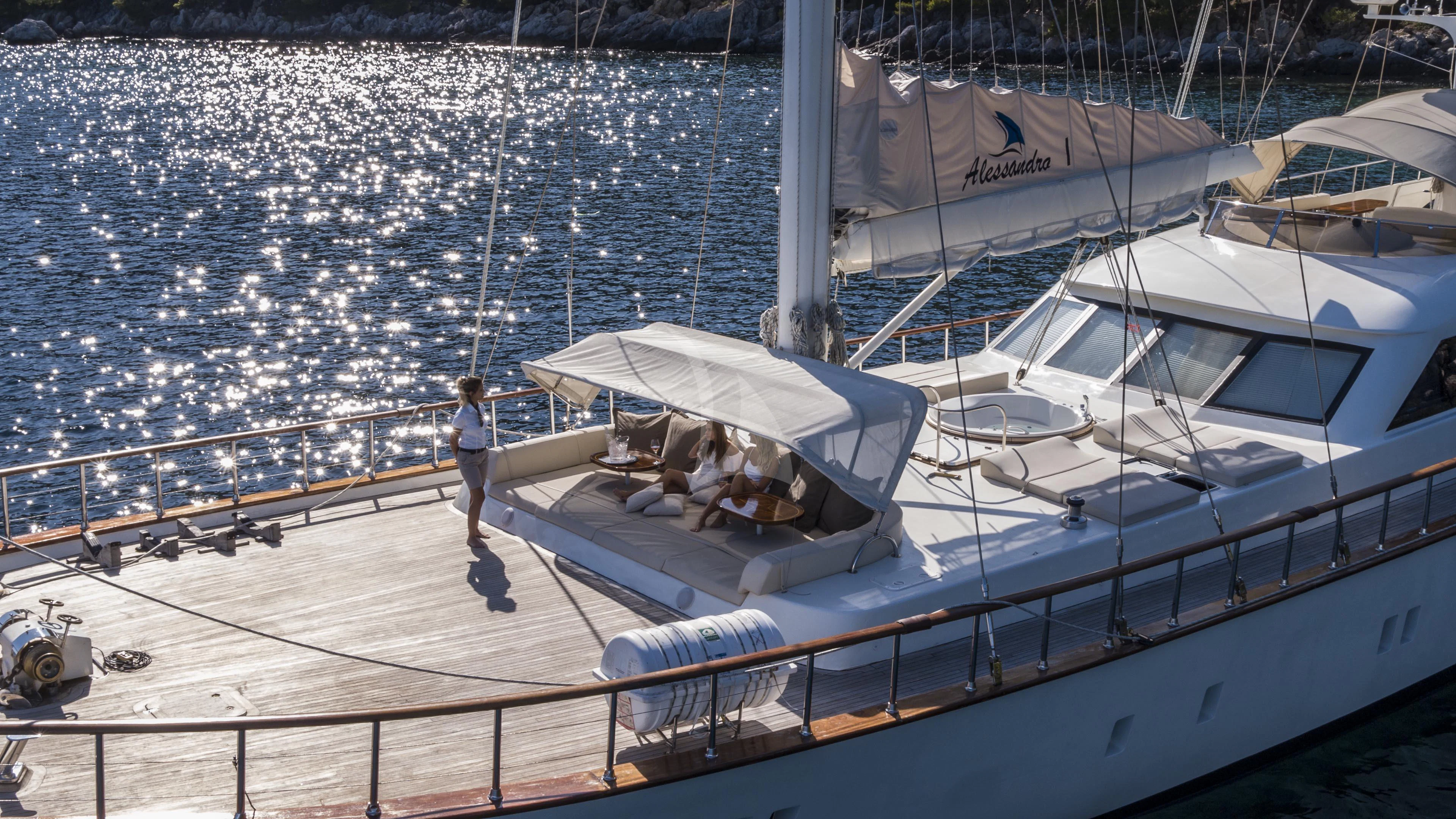 a boat with people on it aboard ALESSANDRO I Yacht for Sale