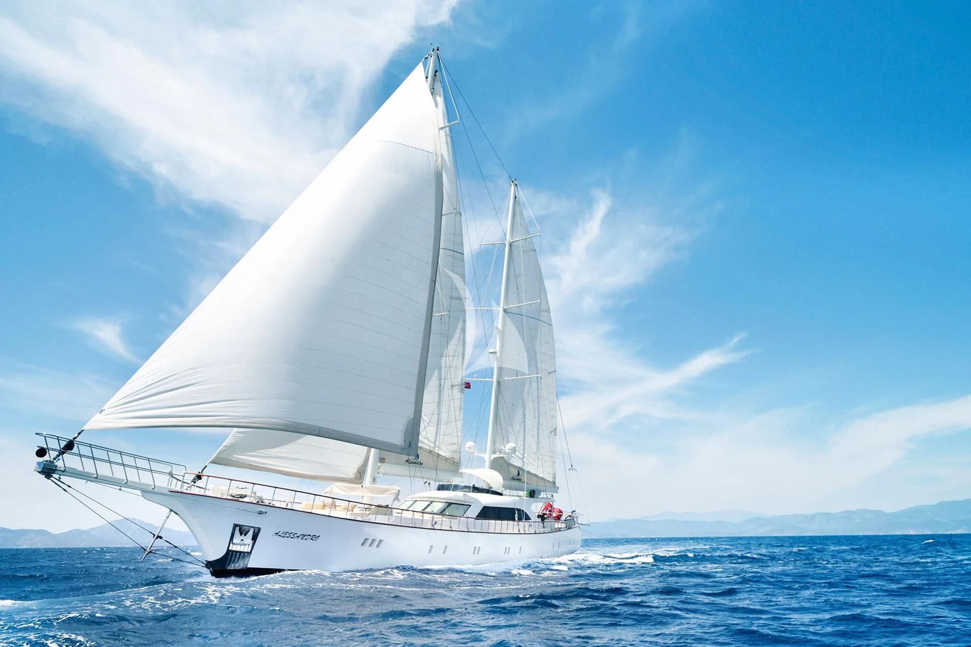 a white boat in the water aboard ALESSANDRO I Yacht for Sale