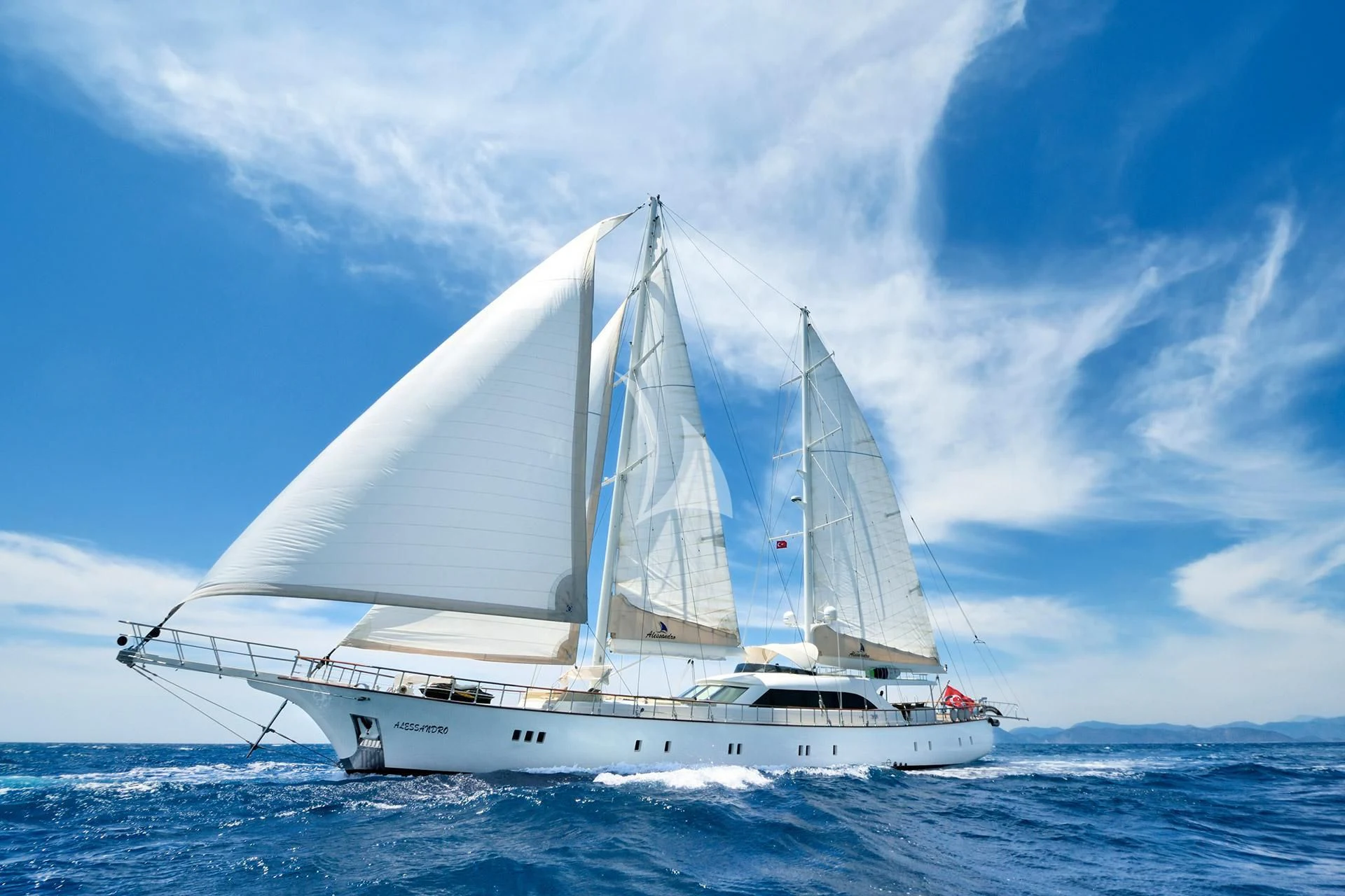 a white boat in the water aboard ALESSANDRO I Yacht for Sale