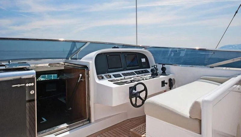 a white car with a white car on it aboard TUTTO LE MARRANE Yacht for Charter