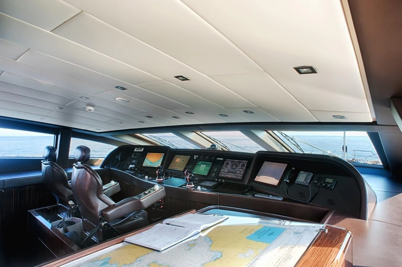 inside of a vehicle with many screens aboard TUTTO LE MARRANE Yacht for Charter