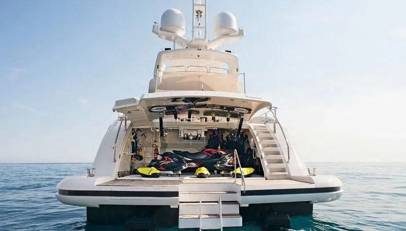 a ship with a satellite dish on it aboard TUTTO LE MARRANE Yacht for Charter