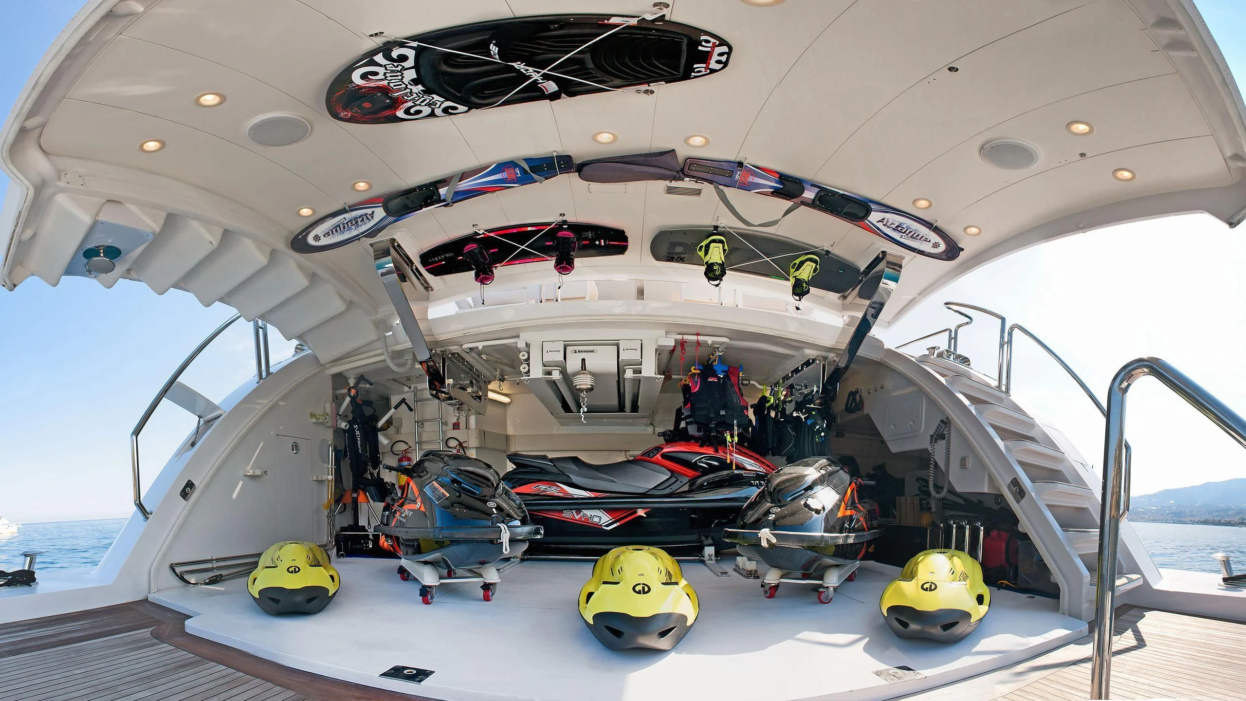 a group of people in a space ship aboard TUTTO LE MARRANE Yacht for Charter
