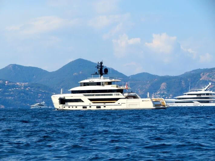 a group of boats in the water aboard LA LA LAND Yacht for Charter