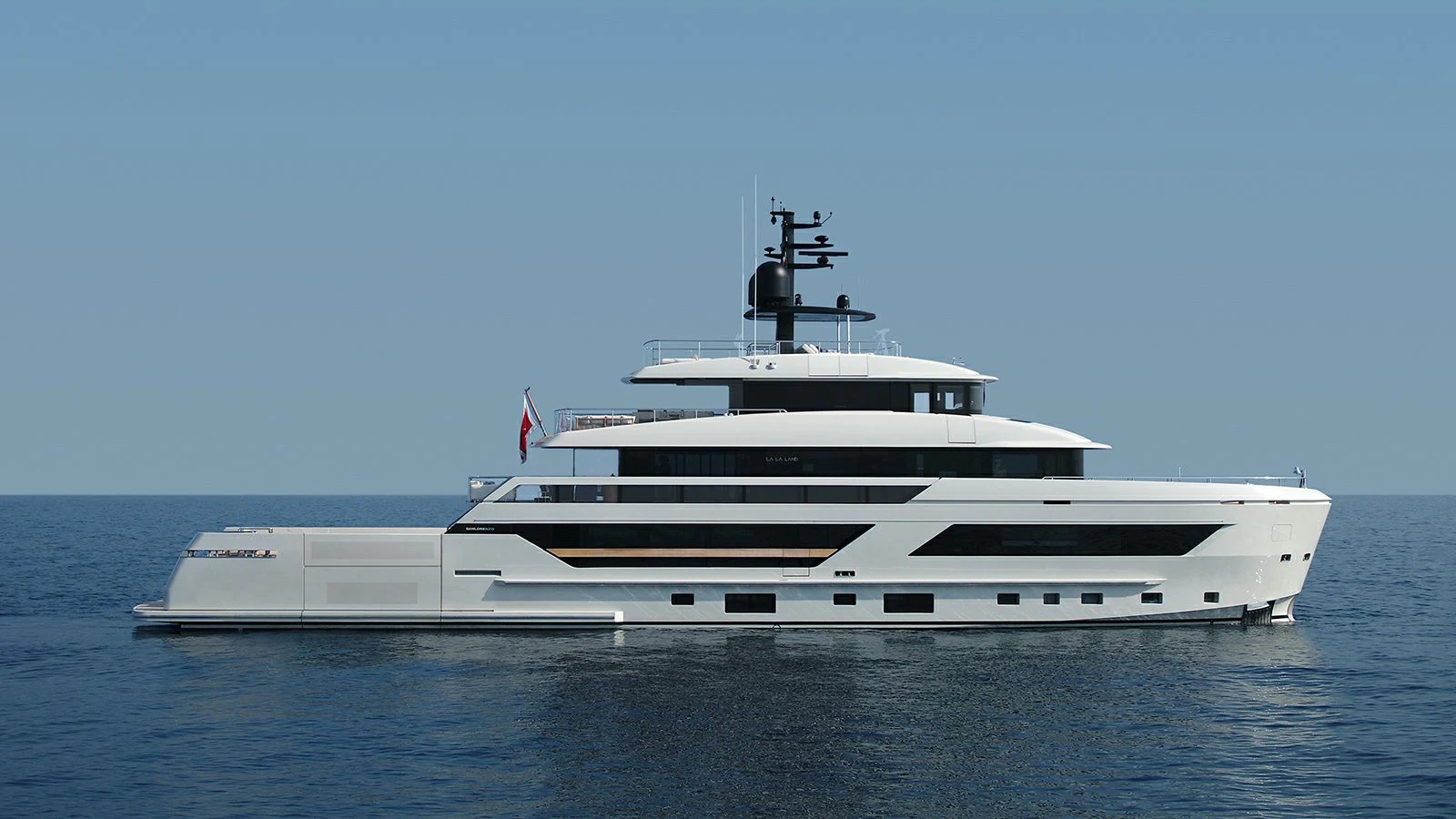 a white yacht on the water aboard LA LA LAND Yacht for Charter