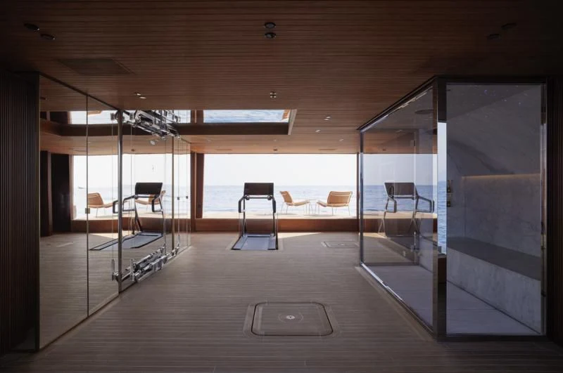 a room with a slide aboard LA LA LAND Yacht for Charter