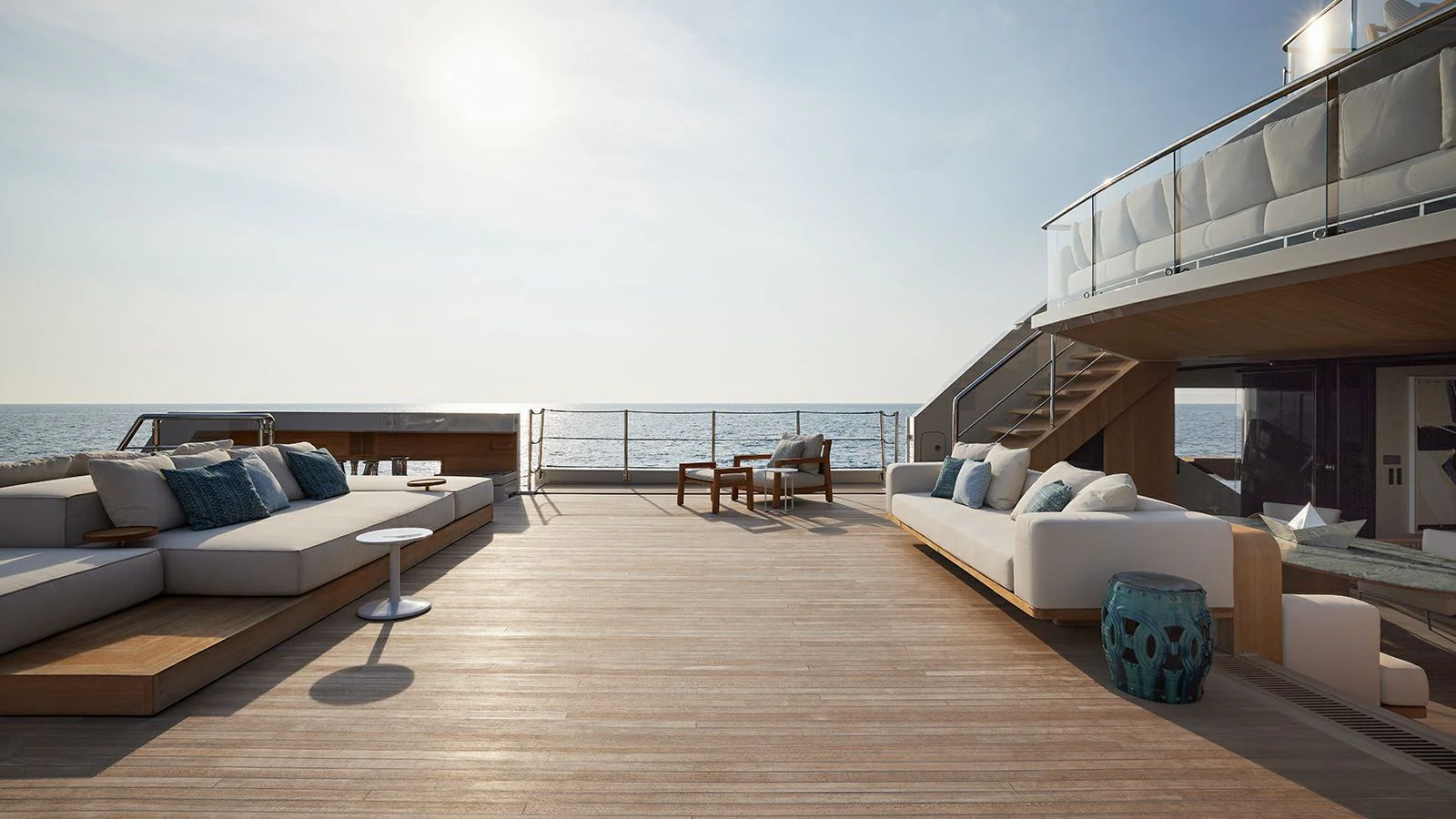 a large room with a couch and a table aboard LA LA LAND Yacht for Charter