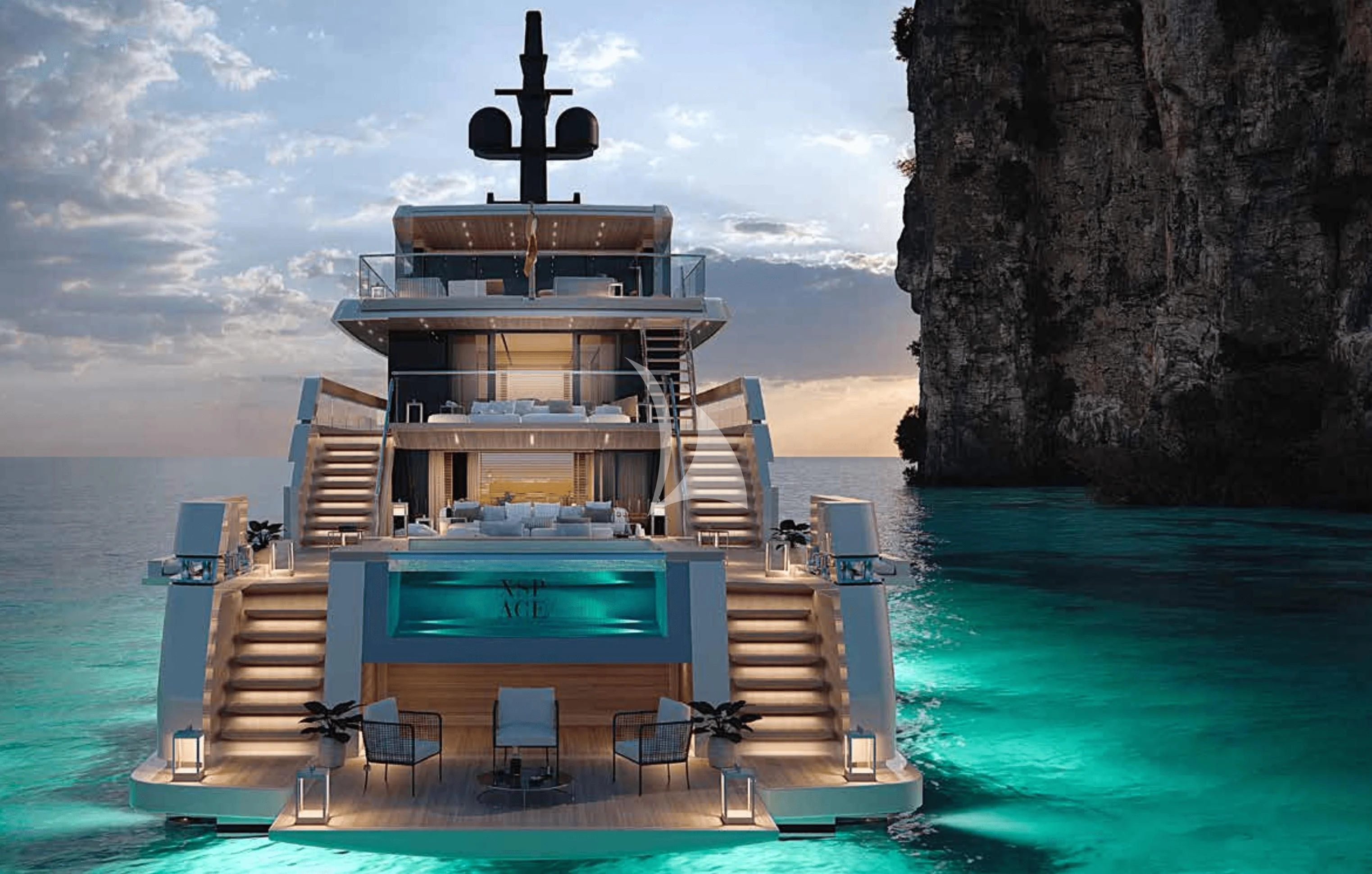 a boat on a body of water aboard LA LA LAND Yacht for Charter